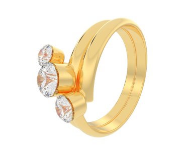 Lüks kadın yüzüğü beyaz arka planda izole edilmiş, 3D görüntüleme - illüstrasyon