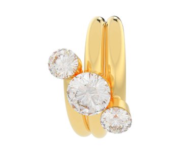 Lüks kadın yüzüğü beyaz arka planda izole edilmiş, 3D görüntüleme - illüstrasyon