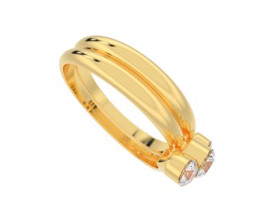 Lüks kadın yüzüğü beyaz arka planda izole edilmiş, 3D görüntüleme - illüstrasyon