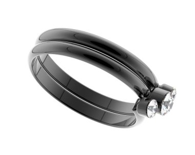 Lüks kadın yüzüğü beyaz arka planda izole edilmiş, 3D görüntüleme - illüstrasyon