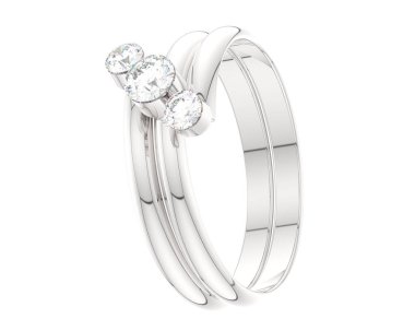 Lüks kadın yüzüğü beyaz arka planda izole edilmiş, 3D görüntüleme - illüstrasyon