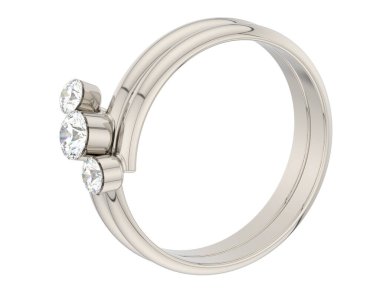 Lüks kadın yüzüğü beyaz arka planda izole edilmiş, 3D görüntüleme - illüstrasyon