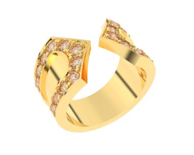 Nişan yüzüğü beyaz arkaplanda izole edildi