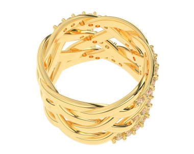 Nişan yüzüğü beyaz arkaplanda izole edildi