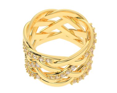 Nişan yüzüğü beyaz arkaplanda izole edildi