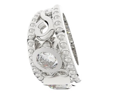 Nişan yüzüğü beyaz arkaplanda izole edildi