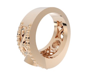 Nişan yüzüğü beyaz arkaplanda izole edildi