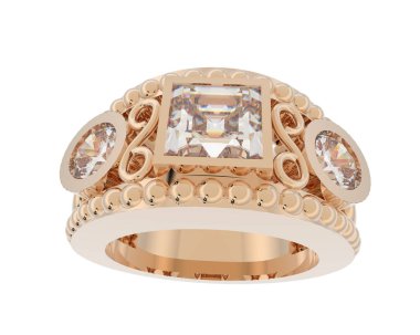 Nişan yüzüğü beyaz arkaplanda izole edildi