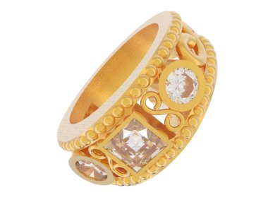 Nişan yüzüğü beyaz arkaplanda izole edildi