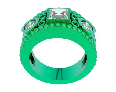 Nişan yüzüğü beyaz arkaplanda izole edildi