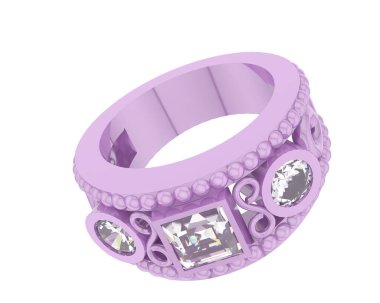 Nişan yüzüğü beyaz arkaplanda izole edildi