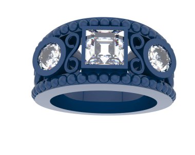 Nişan yüzüğü beyaz arkaplanda izole edildi