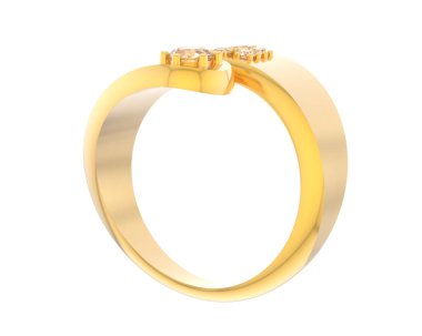 Nişan yüzüğü beyaz arkaplanda izole edildi