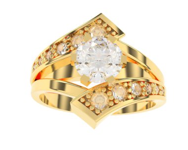 Nişan yüzüğü beyaz arkaplanda izole edildi