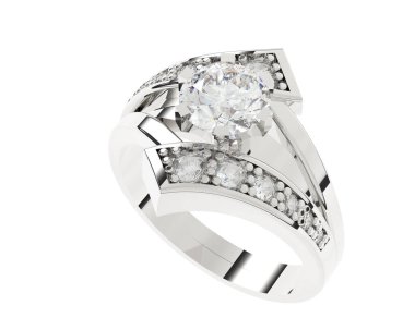 Nişan yüzüğü beyaz arkaplanda izole edildi