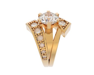 Nişan yüzüğü beyaz arkaplanda izole edildi