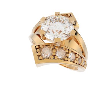 Nişan yüzüğü beyaz arkaplanda izole edildi