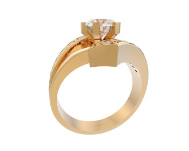 Nişan yüzüğü beyaz arkaplanda izole edildi