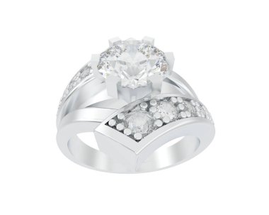 Nişan yüzüğü beyaz arkaplanda izole edildi