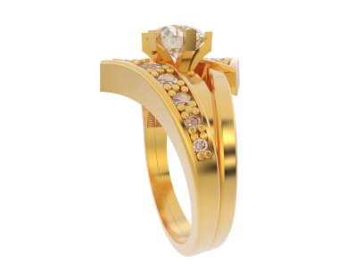 Nişan yüzüğü beyaz arkaplanda izole edildi