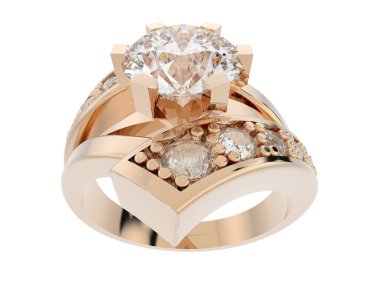 Nişan yüzüğü beyaz arkaplanda izole edildi