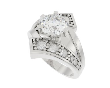 Nişan yüzüğü beyaz arkaplanda izole edildi