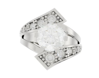 Nişan yüzüğü beyaz arkaplanda izole edildi