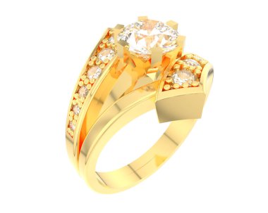 Nişan yüzüğü beyaz arkaplanda izole edildi