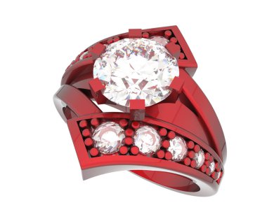 Nişan yüzüğü beyaz arkaplanda izole edildi