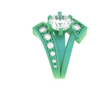 Nişan yüzüğü beyaz arkaplanda izole edildi