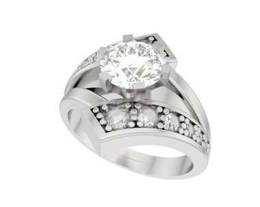 Nişan yüzüğü beyaz arkaplanda izole edildi