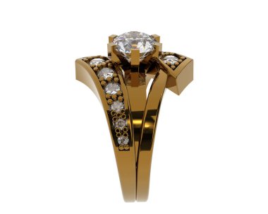 Nişan yüzüğü beyaz arkaplanda izole edildi