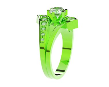 Nişan yüzüğü beyaz arkaplanda izole edildi