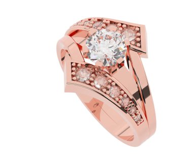 Nişan yüzüğü beyaz arkaplanda izole edildi