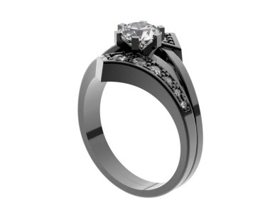 Nişan yüzüğü beyaz arkaplanda izole edildi