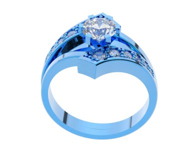 Nişan yüzüğü beyaz arkaplanda izole edildi