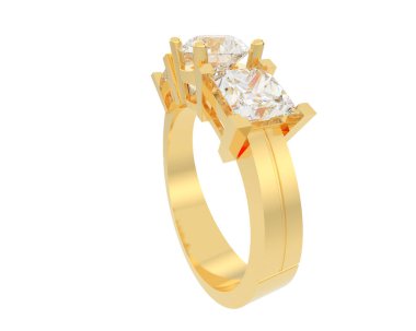 Nişan yüzüğü beyaz arkaplanda izole edildi