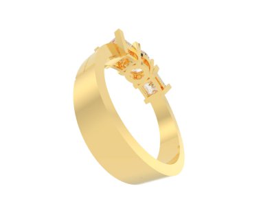 Nişan yüzüğü beyaz arkaplanda izole edildi