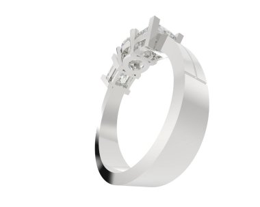 Nişan yüzüğü beyaz arkaplanda izole edildi