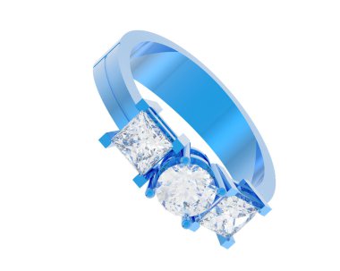 Nişan yüzüğü beyaz arkaplanda izole edildi