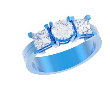 Nişan yüzüğü beyaz arkaplanda izole edildi