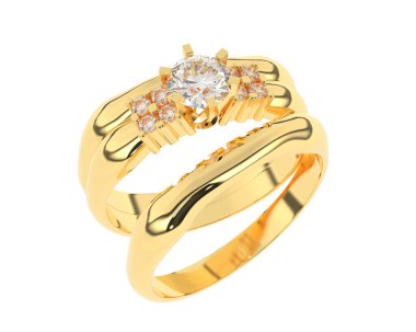 Nişan yüzüğü beyaz arkaplanda izole edildi