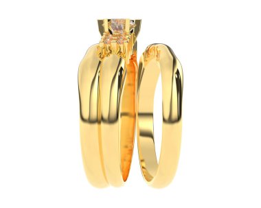 Nişan yüzüğü beyaz arkaplanda izole edildi