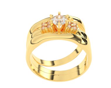 Nişan yüzüğü beyaz arkaplanda izole edildi