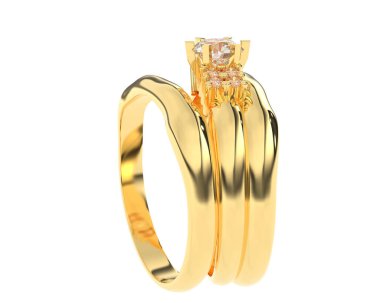 Nişan yüzüğü beyaz arkaplanda izole edildi