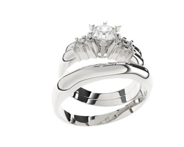 Nişan yüzüğü beyaz arkaplanda izole edildi