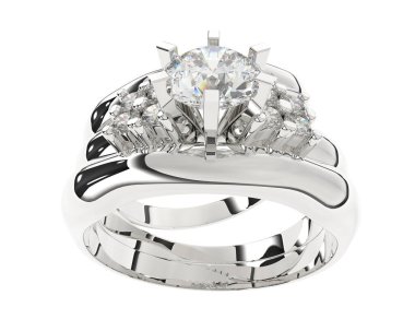 Nişan yüzüğü beyaz arkaplanda izole edildi