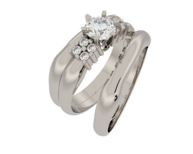 Nişan yüzüğü beyaz arkaplanda izole edildi