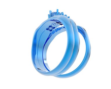 Nişan yüzüğü beyaz arkaplanda izole edildi