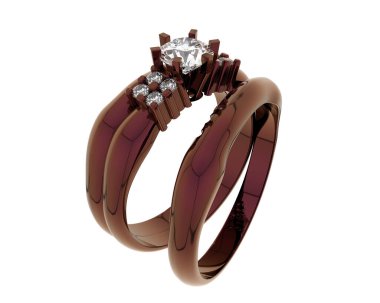 Nişan yüzüğü beyaz arkaplanda izole edildi